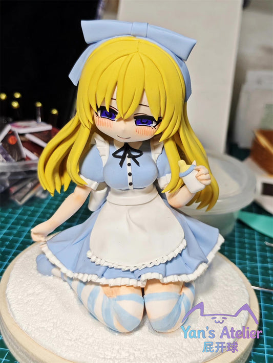 10cm Black Souls 2 Alice Handmade Clay Model with Dust Cover