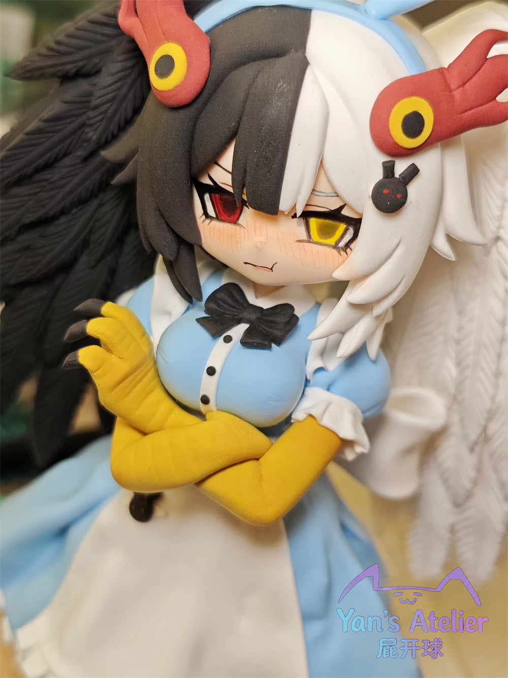 18cm Black Souls 2 Mad Bird Jubjub Handmade Clay Model with Dust Cover