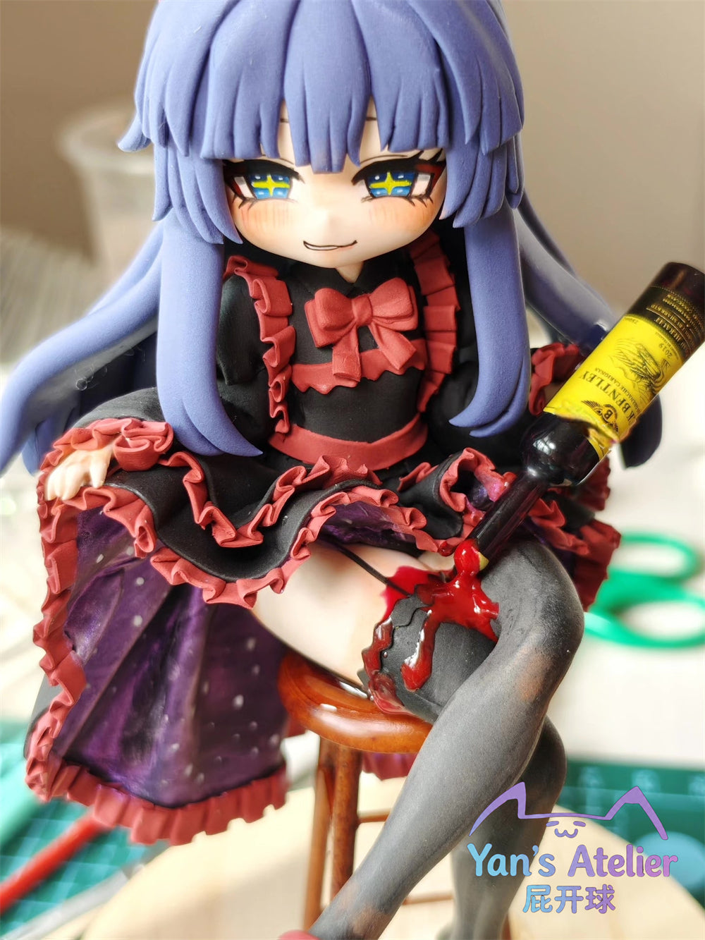 18cm Black Souls 2 Mabel Handmade Clay Model with Dust Cover