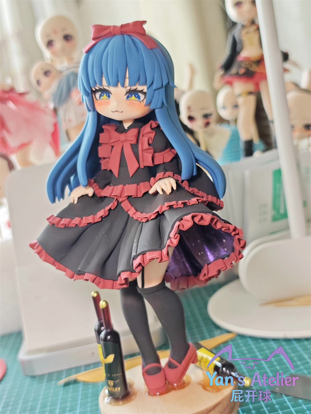 18cm Black Souls 2 Mabel Handmade Clay Model with Dust Cover