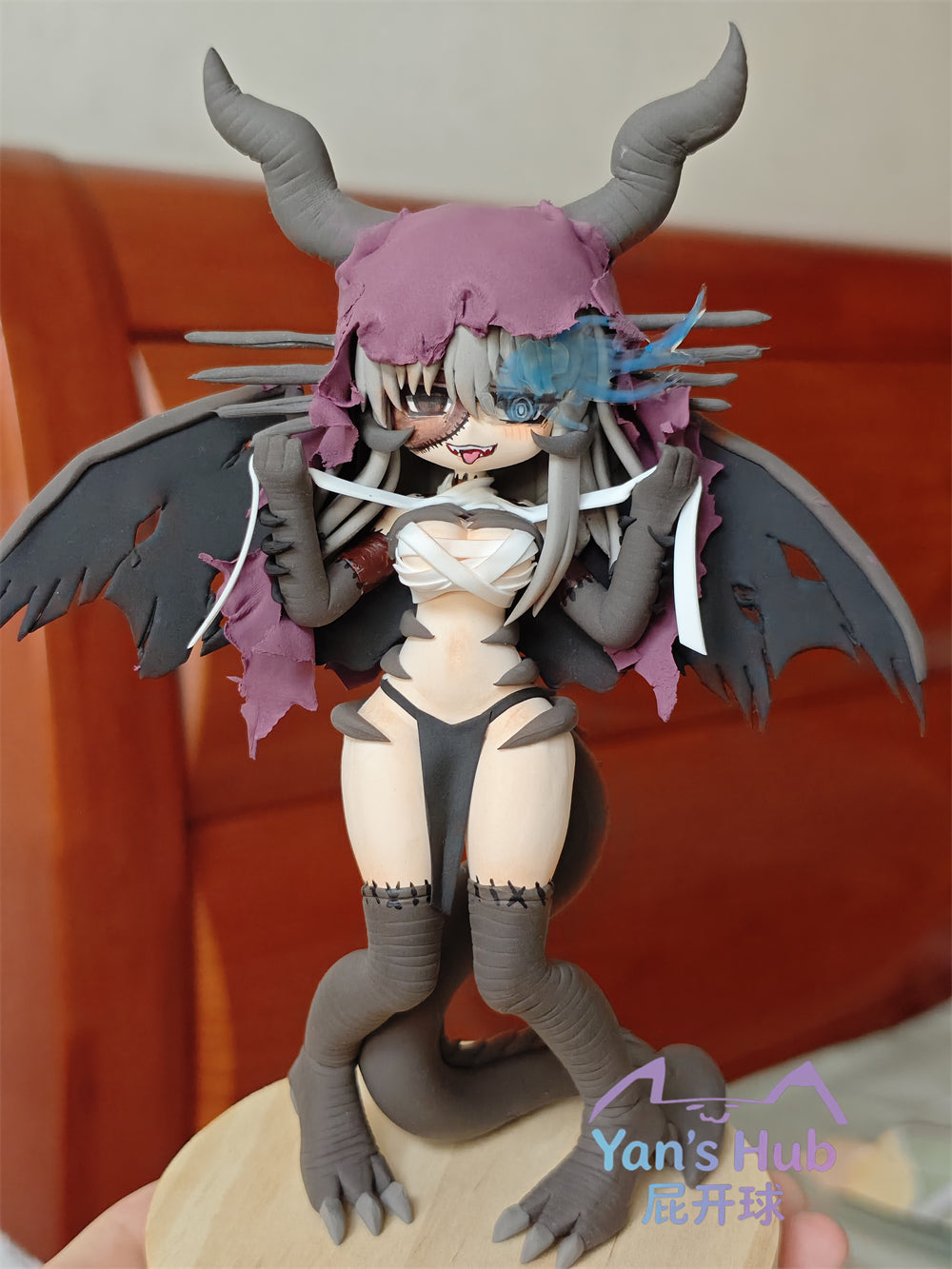 18cm Black Souls Jabberwock Handmade Clay Model with Dust Cover