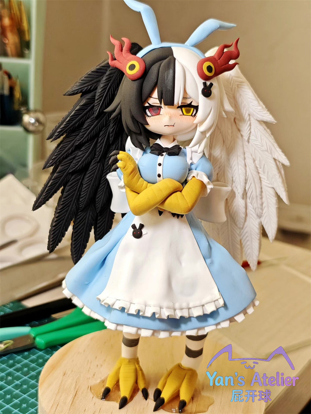 18cm Black Souls 2 Mad Bird Jubjub Handmade Clay Model with Dust Cover