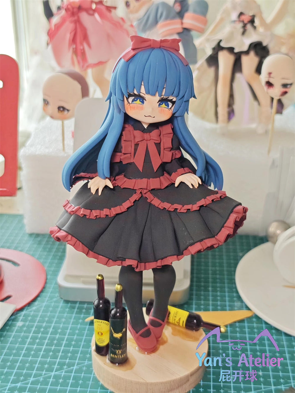 18cm Black Souls 2 Mabel Handmade Clay Model with Dust Cover