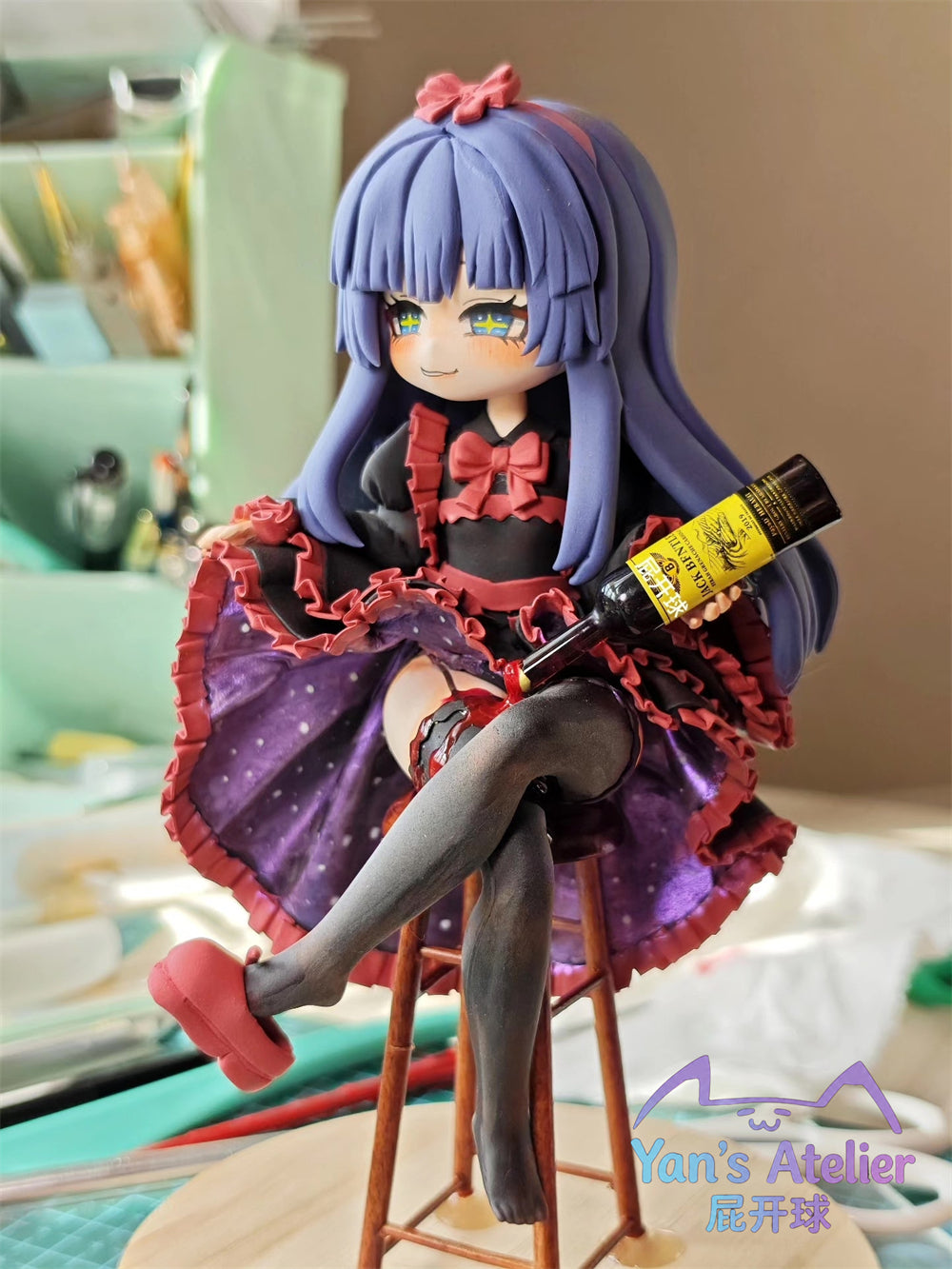 18cm Black Souls 2 Mabel Handmade Clay Model with Dust Cover