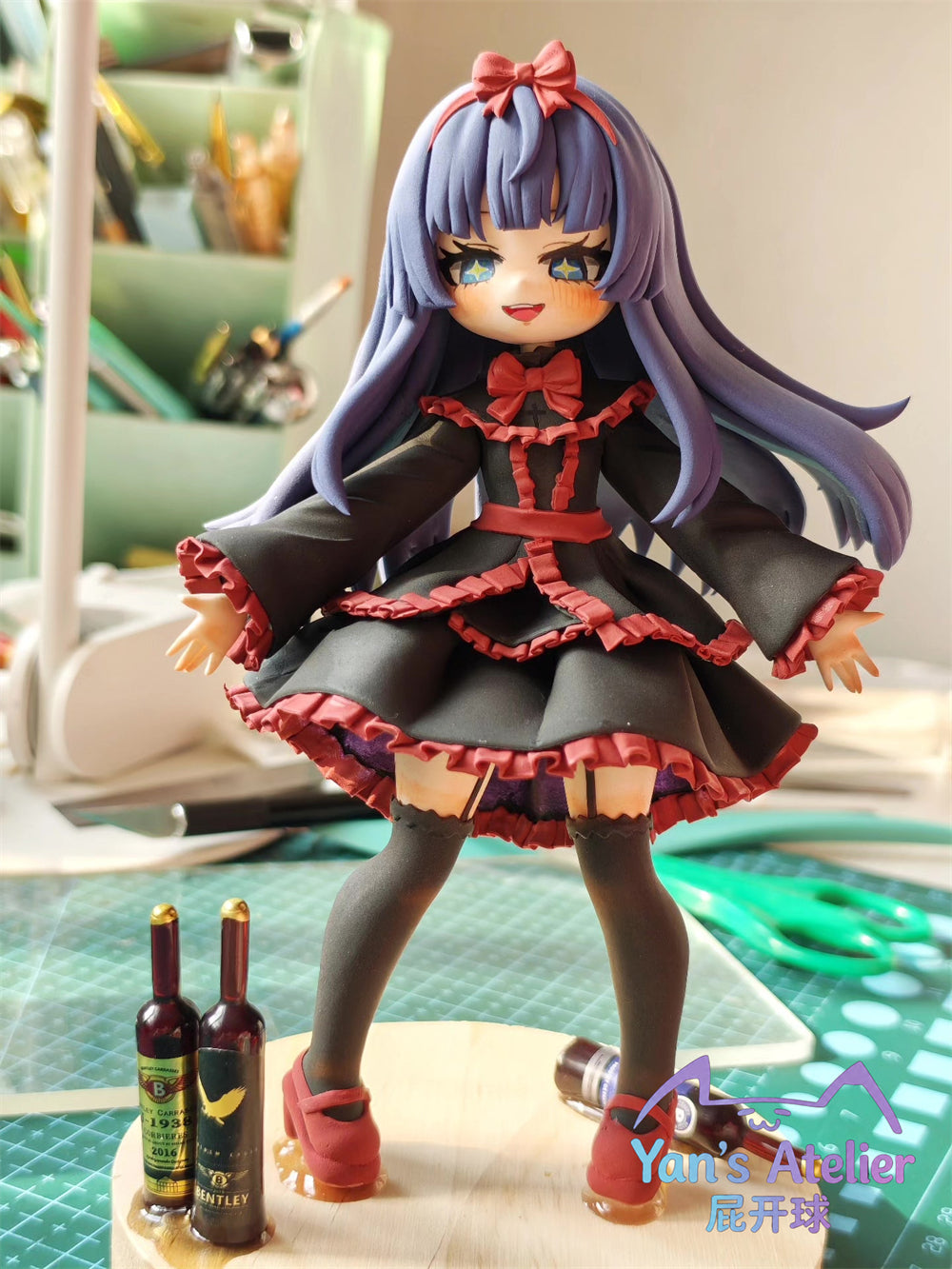 18cm Black Souls 2 Mabel Handmade Clay Model with Dust Cover