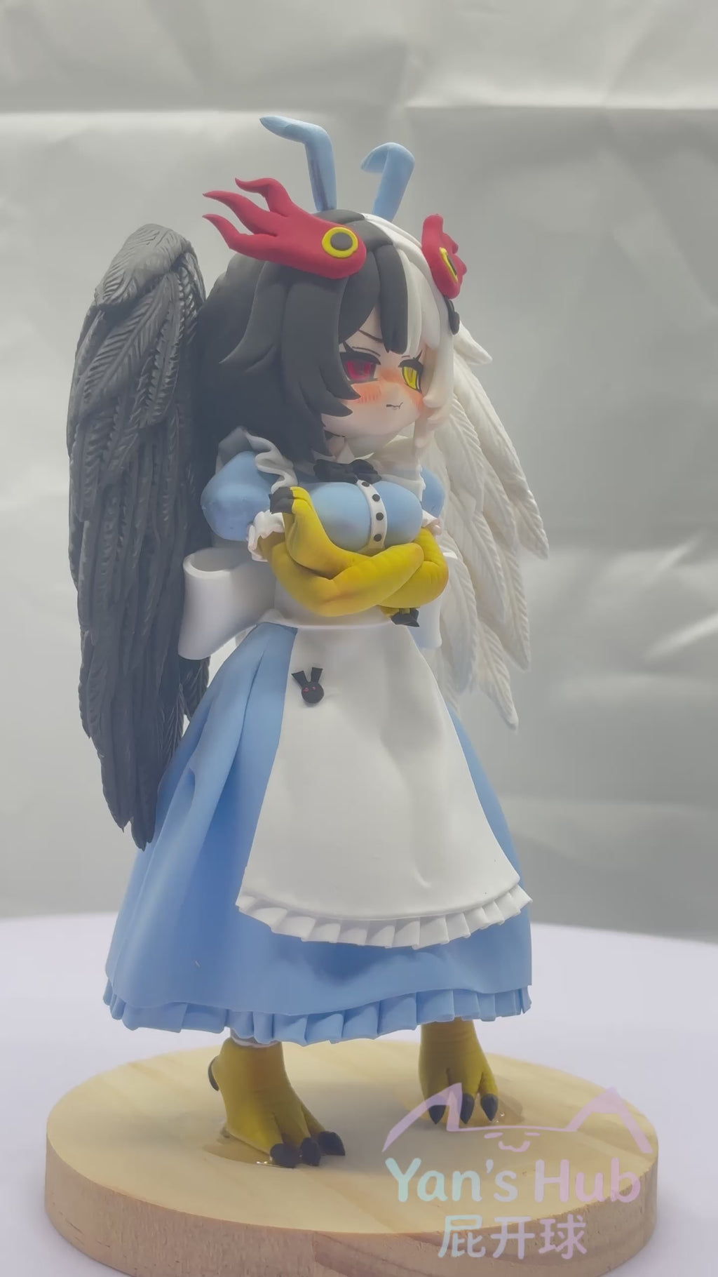18cm Black Souls 2 Mad Bird Jubjub Handmade Clay Model with Dust Cover